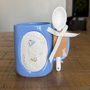 Rae Dunn Easter Spring MOTHER GOOSE Mug with Ceramic Spoon NEW 2026